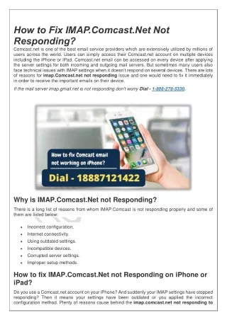 how to fix imap comcast net not responding