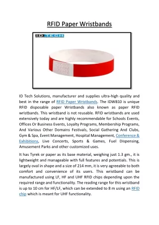 RFID Paper Wristbands | Disposable Paper RFID Wristbands Supplier