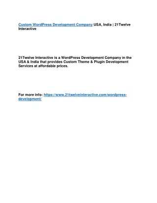 custom wordpress development company usa india