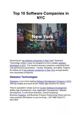 Top 10 Software Companies in NYC
