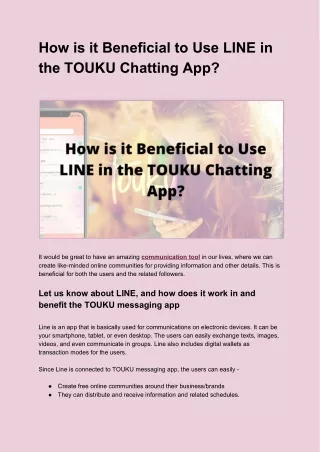 How is it Beneficial to Use LINE in the TOUKU Chatting App?