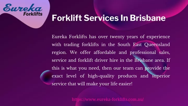 eureka fork lifts has over twenty years