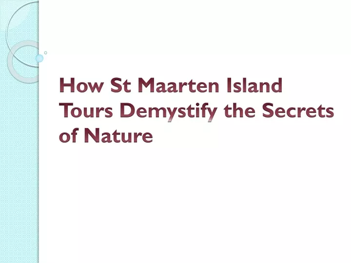 how st maarten island tours demystify the secrets of nature