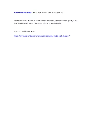 water leak san diego water leak detection repair