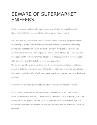 beware of supermarket sniffers