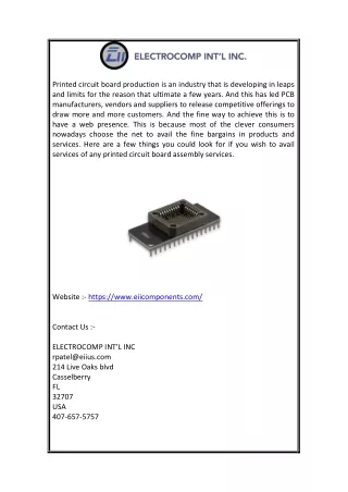 Printed Circuit Board Assembly Services  -  |  -  (Eiicomponents.Com)