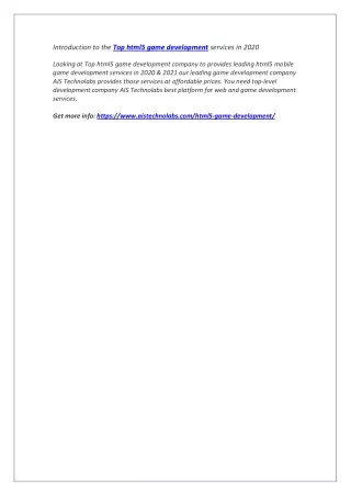 introduction to the top html5 game development