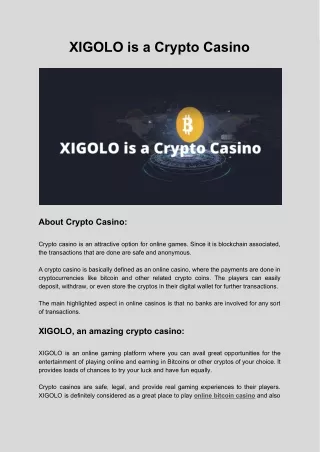 XIGOLO is a Crypto Casino