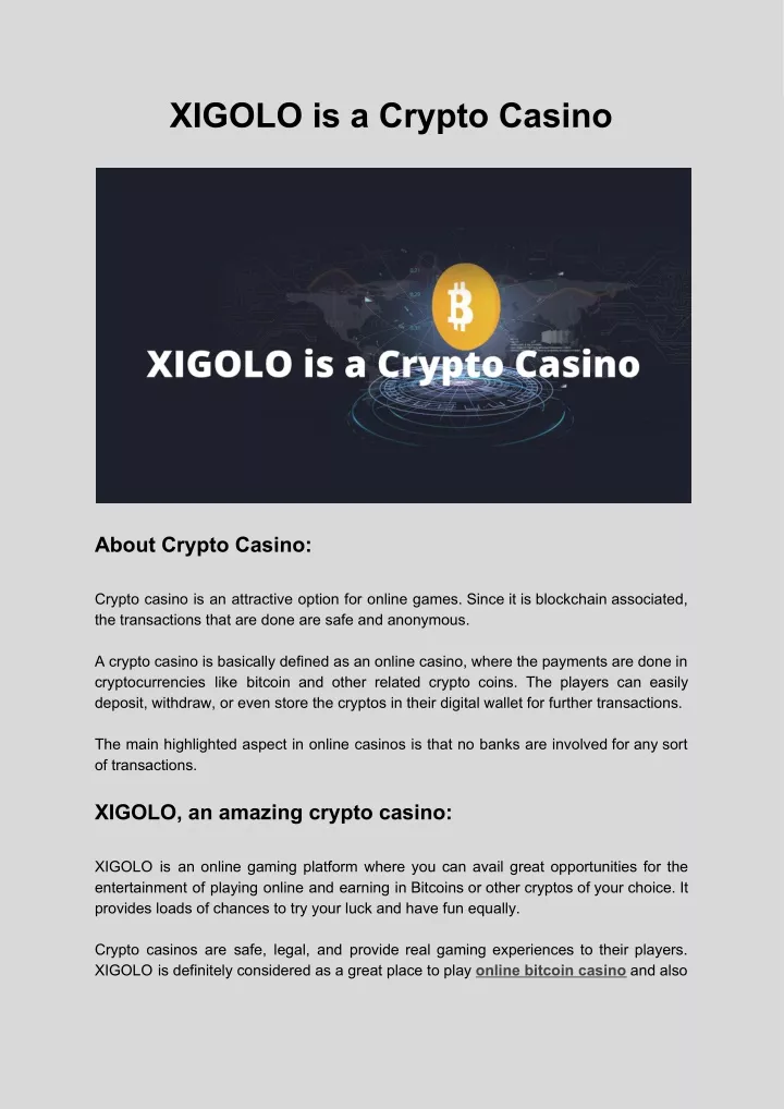 xigolo is a crypto casino