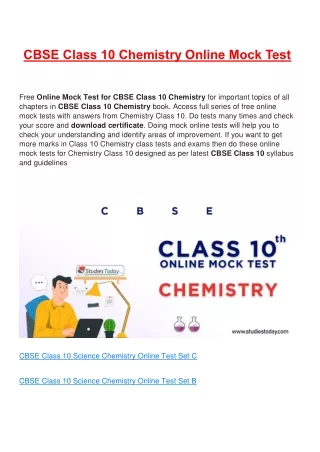 cbse class 10 chemistry online mock test