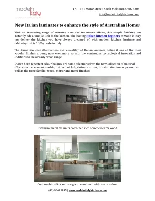 New Italian laminates to enhance the style of Australian Homes