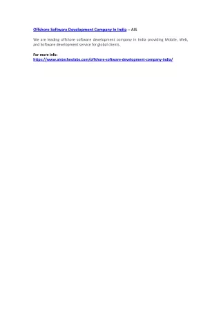 offshore software development company in india ais