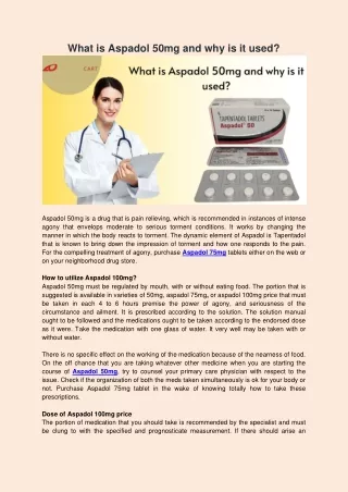 what is aspadol 50mg and why is it used