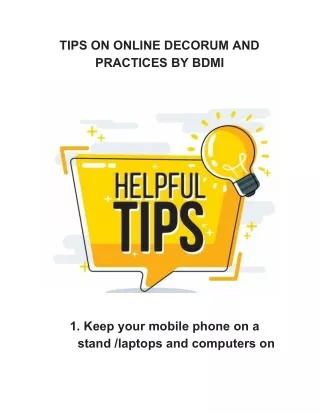 TIPS ON ONLINE DECORUM AND PRACTICES BY BDMI