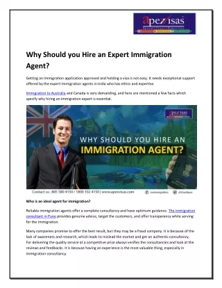 Why Should you Hire an Expert Immigration Agent?
