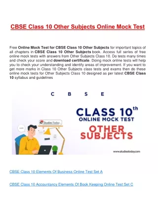 cbse class 10 other subjects online mock test