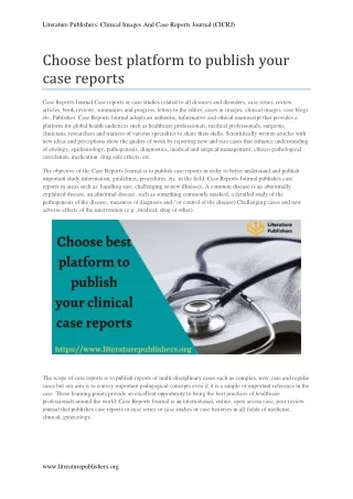 Choose best platform to publish your case reports