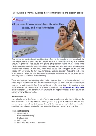 All you need to know about sleep disorder, their causes, and etizolam tablets