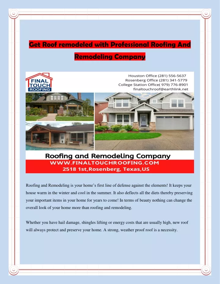 get roof remodeled with professional roofing and