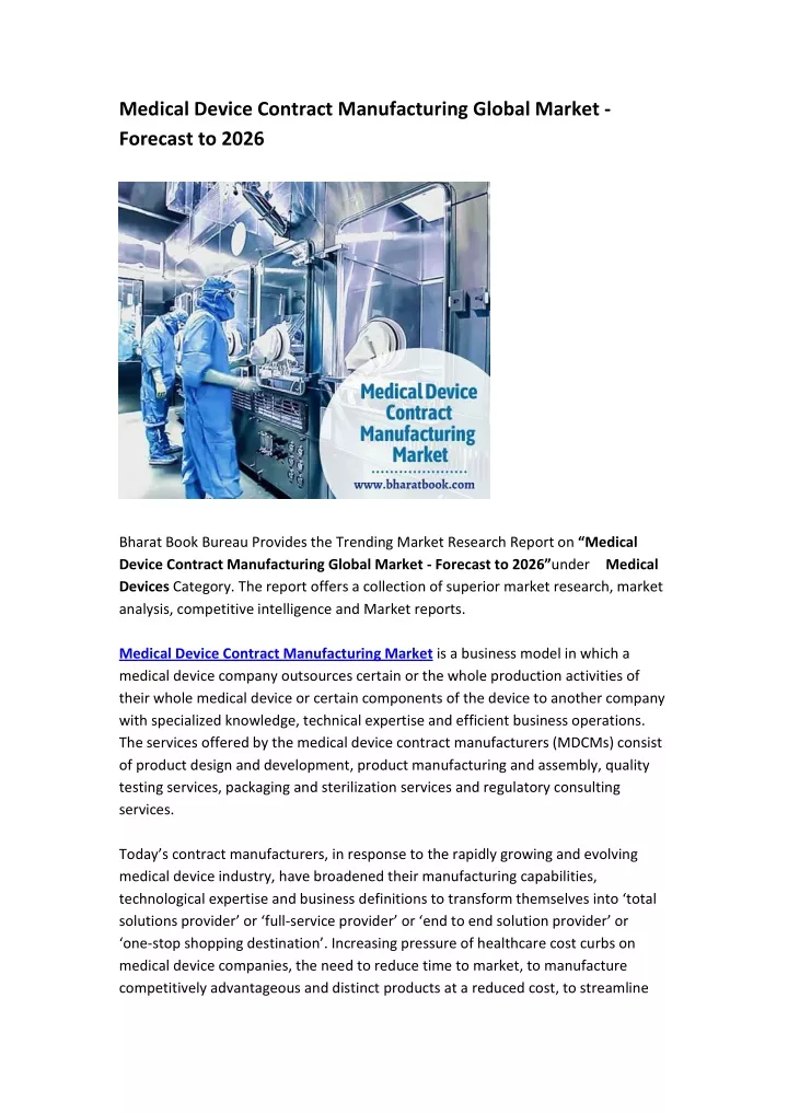 medical device contract manufacturing global