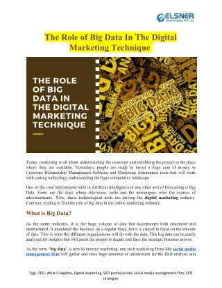 the role of big data in the digital marketing