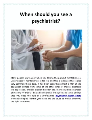When should you see a psychiatrist?