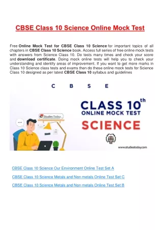 cbse class 10 science online mock test