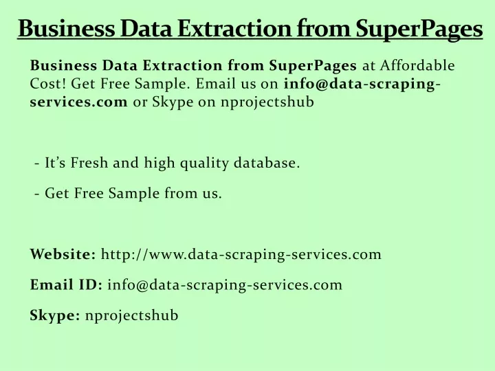 business data extraction from superpages