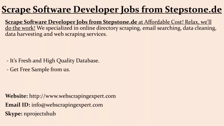 scrape software developer jobs from stepstone de