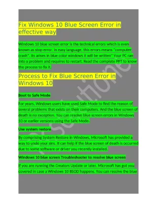 fix windows 10 blue screen error in effective way