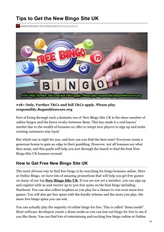 tips to get the new bingo site uk