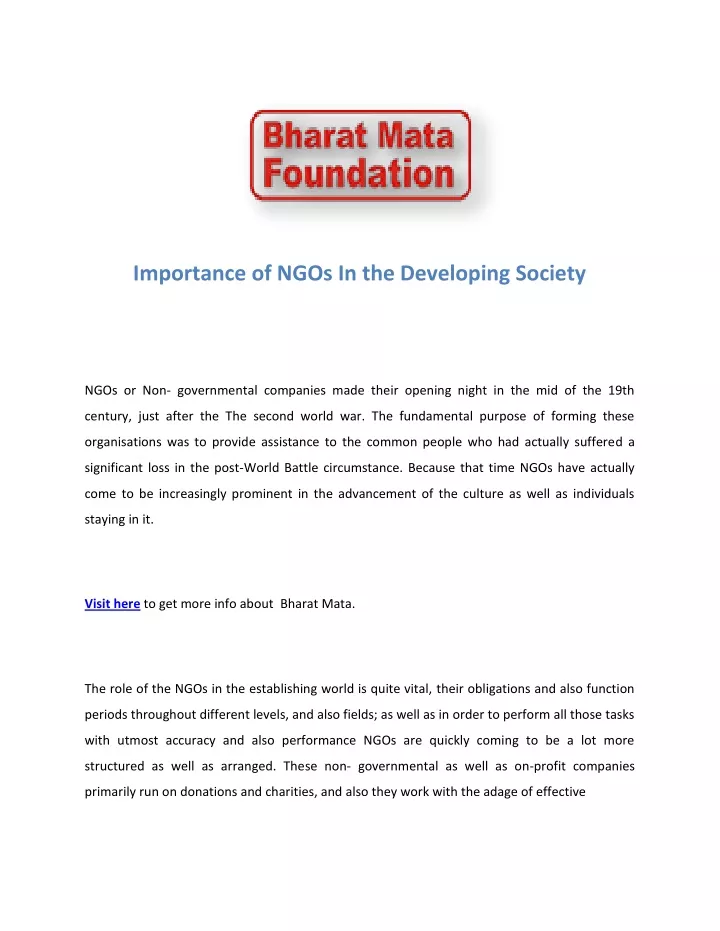 importance of ngos in the developing society