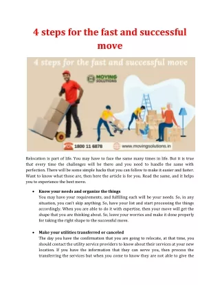 4 steps for the fast and successful move