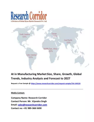 Global AI (Artificial Intelligence) in Manufacturing Market Size, Share, Growth and Industry Report to 2027