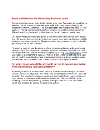 best lead extractor for generating business leads