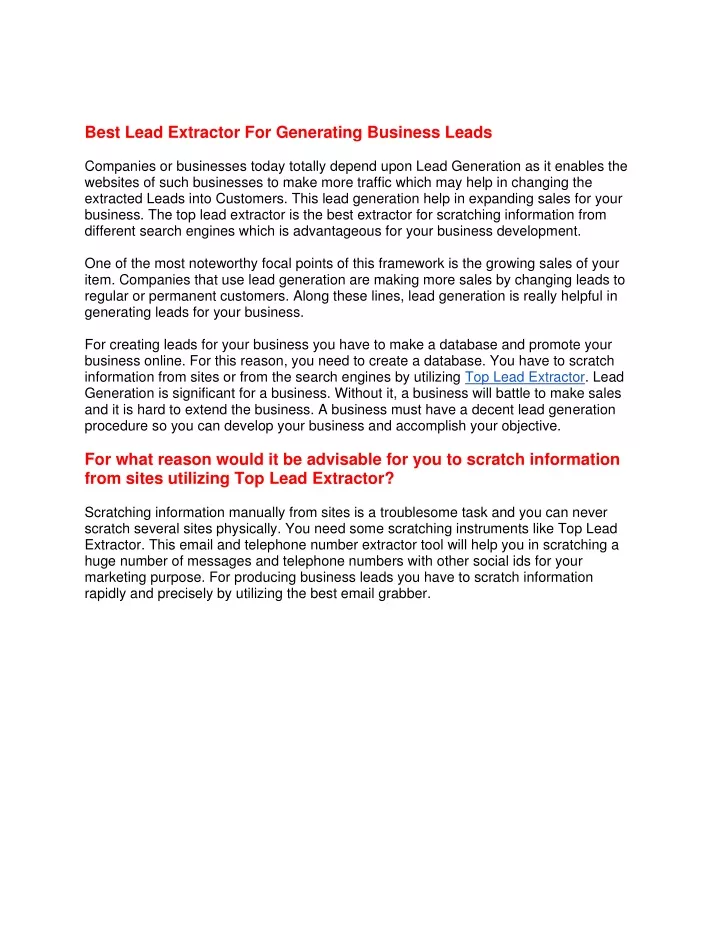 best lead extractor for generating business leads