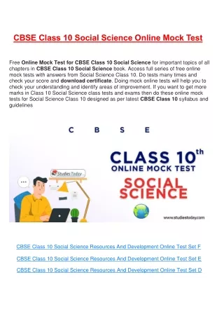 cbse class 10 social science online mock test