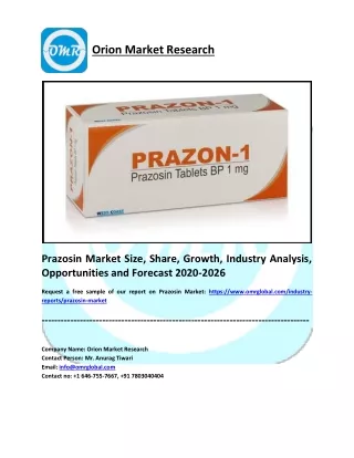Prazosin Market Share, Trends, Size, Research and Forecast 2020-2026