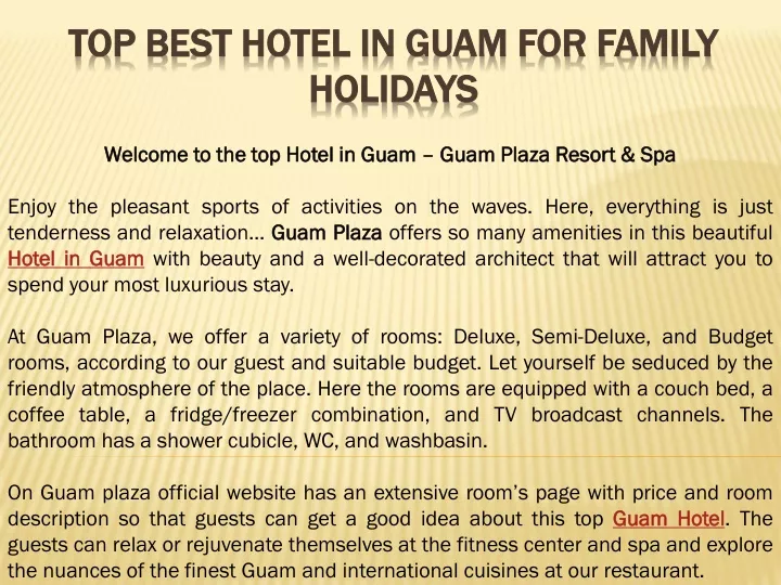 top best hotel in guam for family holidays