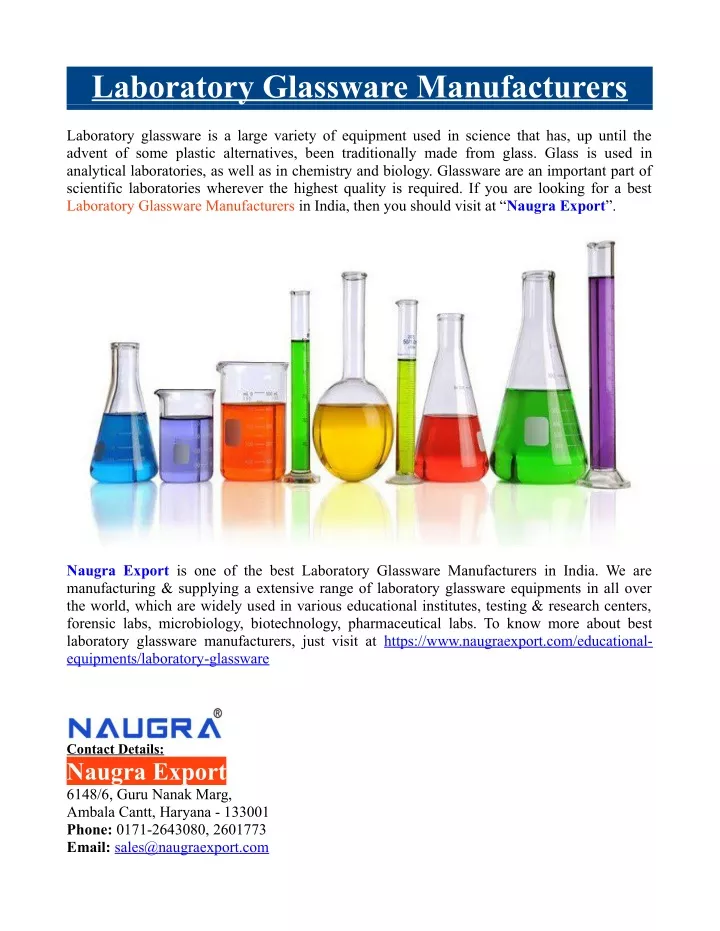 laboratory glassware manufacturers