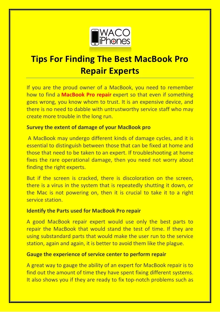 tips for finding the best macbook pro repair