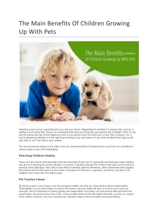 the main benefits of children growing up with pets