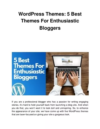 wordpress themes 5 best themes for enthusiastic bloggers