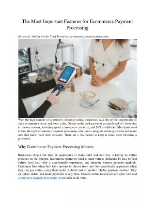 the most important features for ecommerce payment