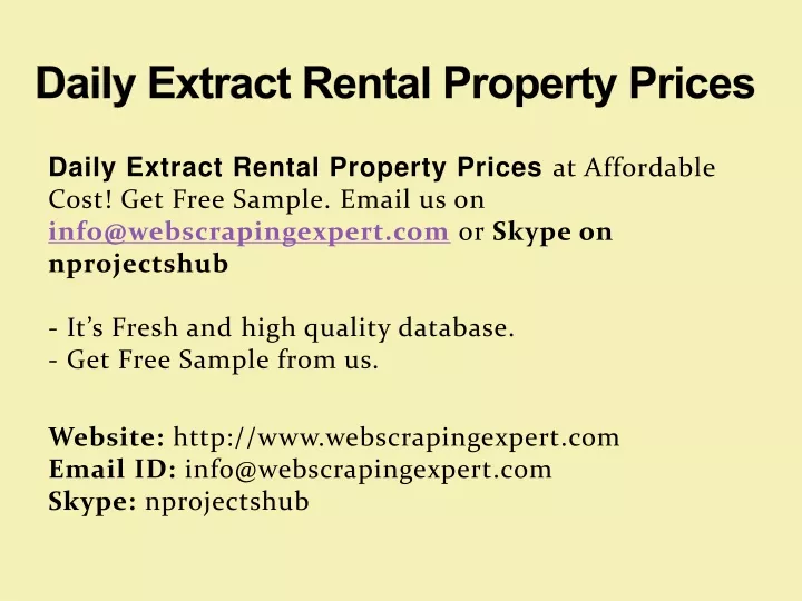 daily extract rental property prices