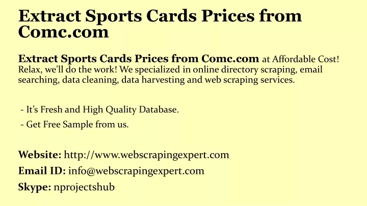 extract sports cards prices from comc com