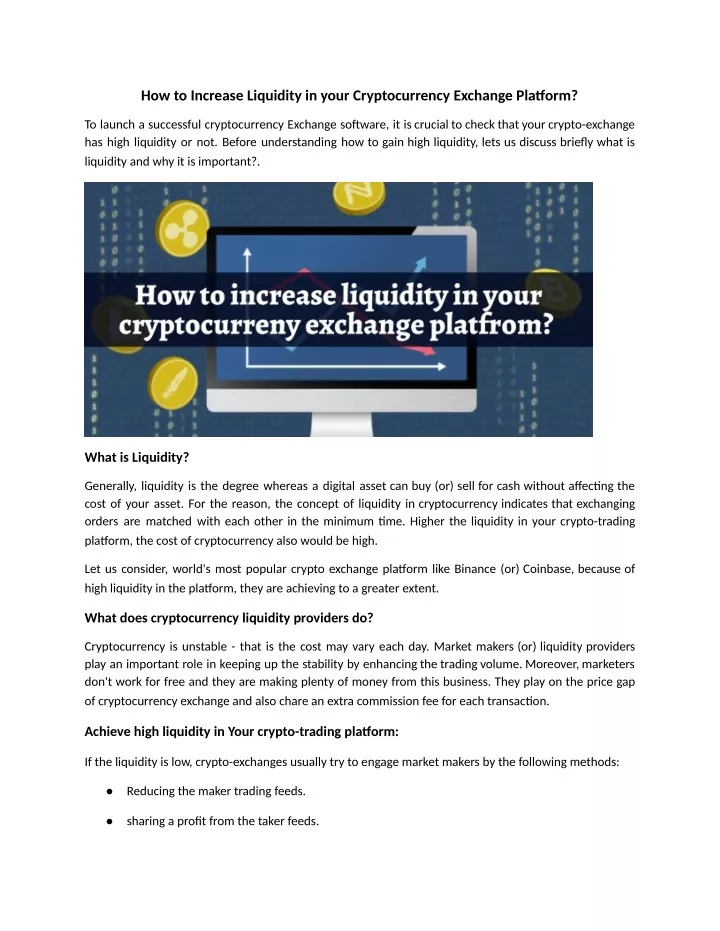 how to increase liquidity in your cryptocurrency