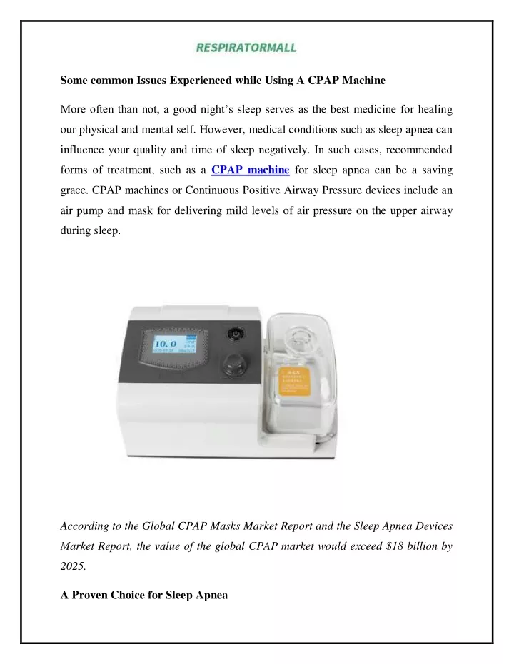 some common issues experienced while using a cpap