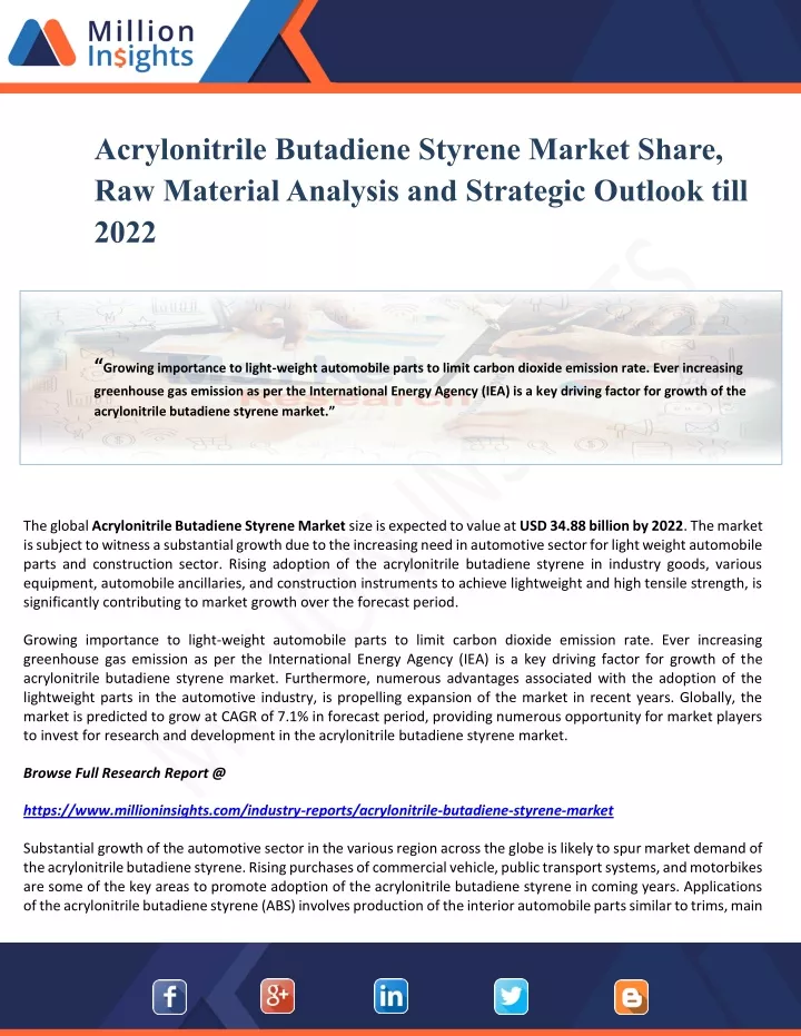 acrylonitrile butadiene styrene market share