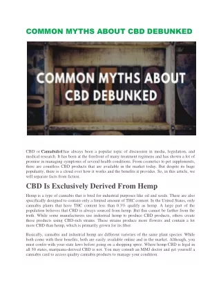 COMMON MYTHS ABOUT CBD DEBUNKED
